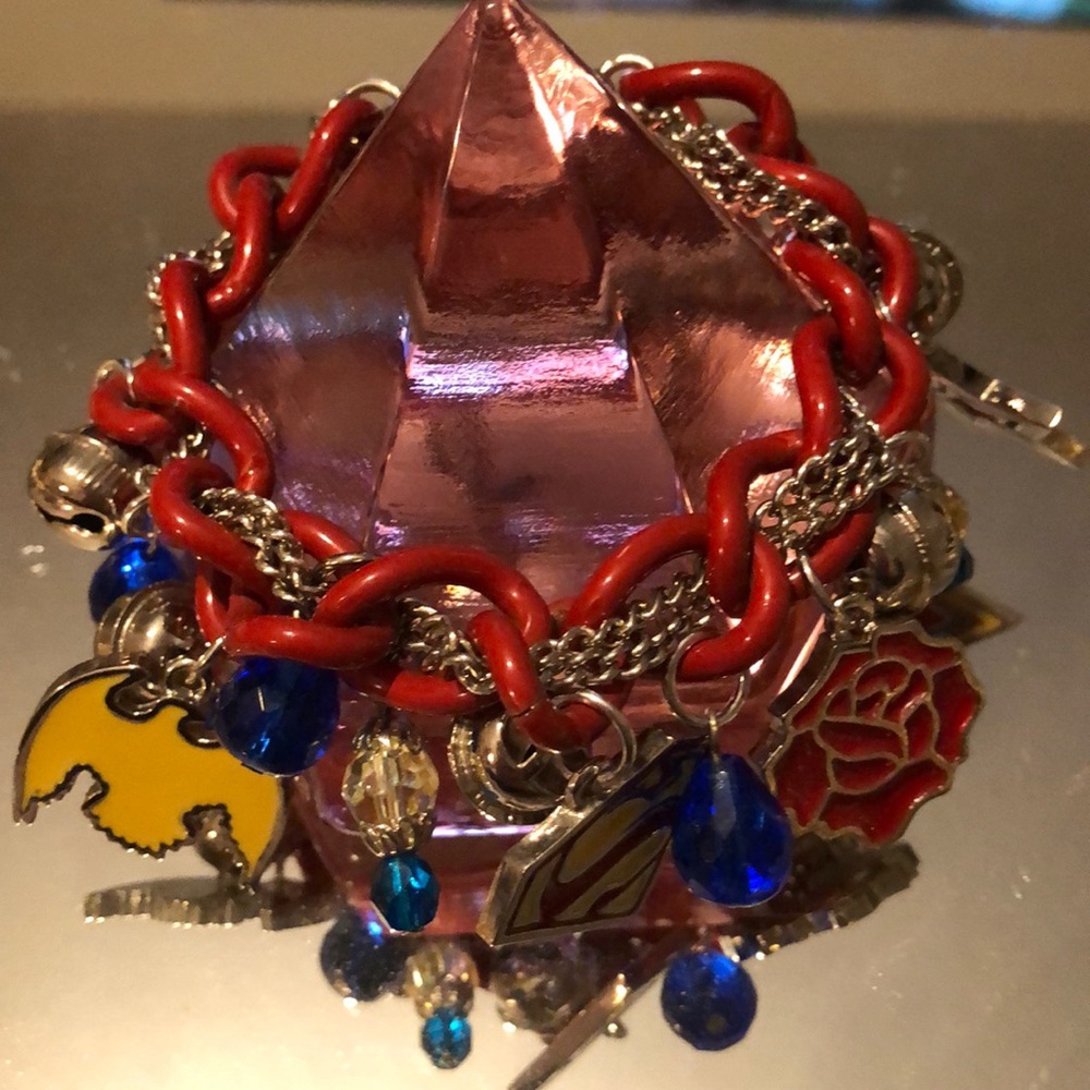 Superman WB loaded crystal charm chain bracelet